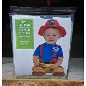 First Fireman Infant Baby 6-12 Months Halloween Costume Jumpsuit & Hat NEW